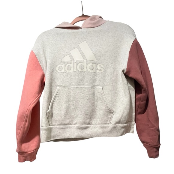 Adidas Gray and Pink Hoodie- Girls Size 14 - Picture 1 of 2